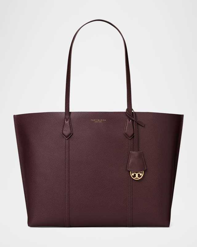 Perry Triple-Compartment Leather Tote